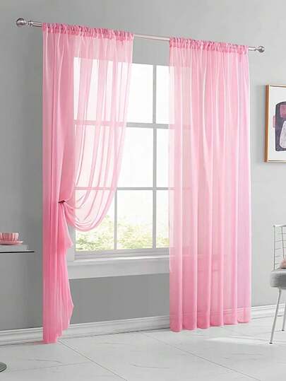 1 pieza Cortina de voile transparente, tela ligera y traslúcida, bloqueo solar y aislamiento térmico, diseño de bolsillo para varilla, buena caída, adecuada para decoración de sala de estar, dormitorio, balcón | Decoración de otoño, decoración de habitación