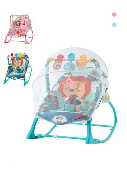 Silla Mecedora Multifuncional para Bebés, Reclinable Ajustable, con Música y Vibración, con Mosquitera, Segura y Cómoda, Adecuada para Recién Nacidos y Niños Pequeños