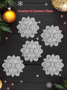 6pcs, Christmas Snowflake Coaster Coasters, PVC Coasters For Christmas Restaurant Table Decoration. - Multicolor - View 5
