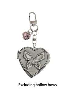 Heart-Shaped Bow Decor Mirror Keychain, Vintage Y2K Cute Versatile Bag Charm, Bag Accessory Keychain, Small Gift For Women On Birthday, Valentine's Day, Mother's Day, Couple Bag Decor, Suitable For Teenage Girls, Women, College Students, Beginners - Silver - View 13