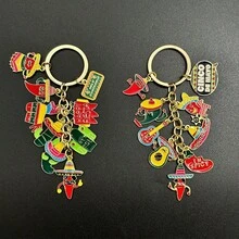 1 件墨西哥狂欢节滴油帽辣椒吊坠钥匙扣时尚配饰钥匙扣挂件礼物 - 彩色 - 查看 1