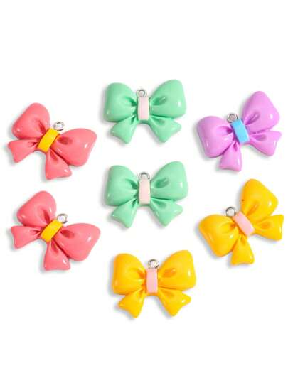 10 pièces Charms pendentifs en résine avec nœud en tissu DIY, accessoires populaires pour porte-clés et sacs W451