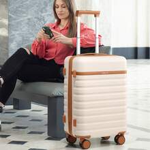 UKEIN Luggage Sets 3 Piece, PC Hardside Carry On Suitcase With Spinner Wheel TSA Lock, Suitcase Set For Women Men - Màu be - Xem 8