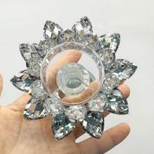1pc Lotus Candlestick Crystal Ornament, European Style Crystal High Footed Candlestick, Interpreting Western Romantic Style, Western Traditional Crystal Lotus Candlestick, Long Lasting Lamp Candlestick, European And American Style High Footed Candlestick