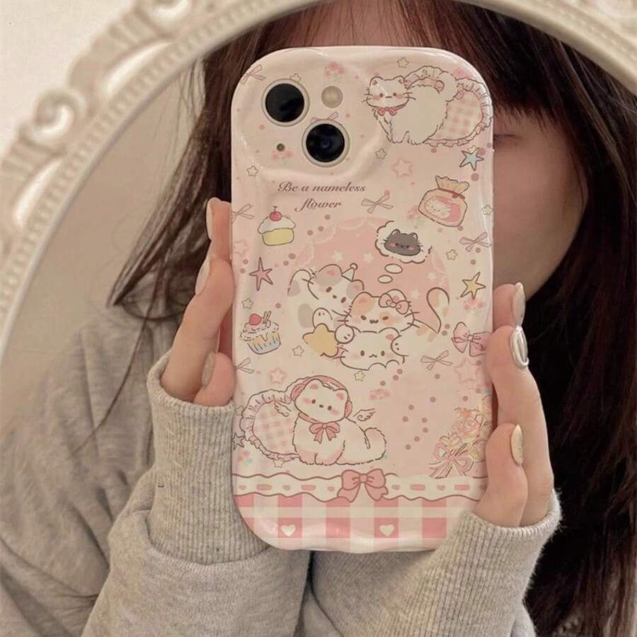 A Pink Phone Case For A Cute Cartoon Cat, With A Comfortable Feel, Can Effectively Protect Your Phone From Bumps And Drops.Compatible With Iphone Phone17promax/17pro/17Air/17/16promax/16/16pro/16plus/11/15/15pro/15promax/12/13/14promax/Xs/Xr/11pro/11promax/12pro/12promax/13pro/13promax/14pro/14promax/14plusThis Is A Cute And Fashionable Soft Shell.It Is The Best Choice For Giving Gifts To Friends. - 米色 - 查看 1