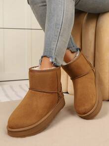 2025Women's Warm & Versatile Minimalist Snow Boots, Anti-Slip Short Shaft Boots, Autumn/Winter,Fur Boots - Brown - View 6