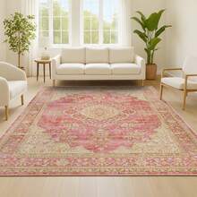 MODERN PER-SIAN Khilana Floral Medallion Indoor Area Rug, Transitional Traditional Vintage Glam Bohemian Home Décor, Bedroom, Living Room, Dining Kitchen, Pet Friendly, Easy Cleaning, Non-Shedding, High Traffic, MDP305