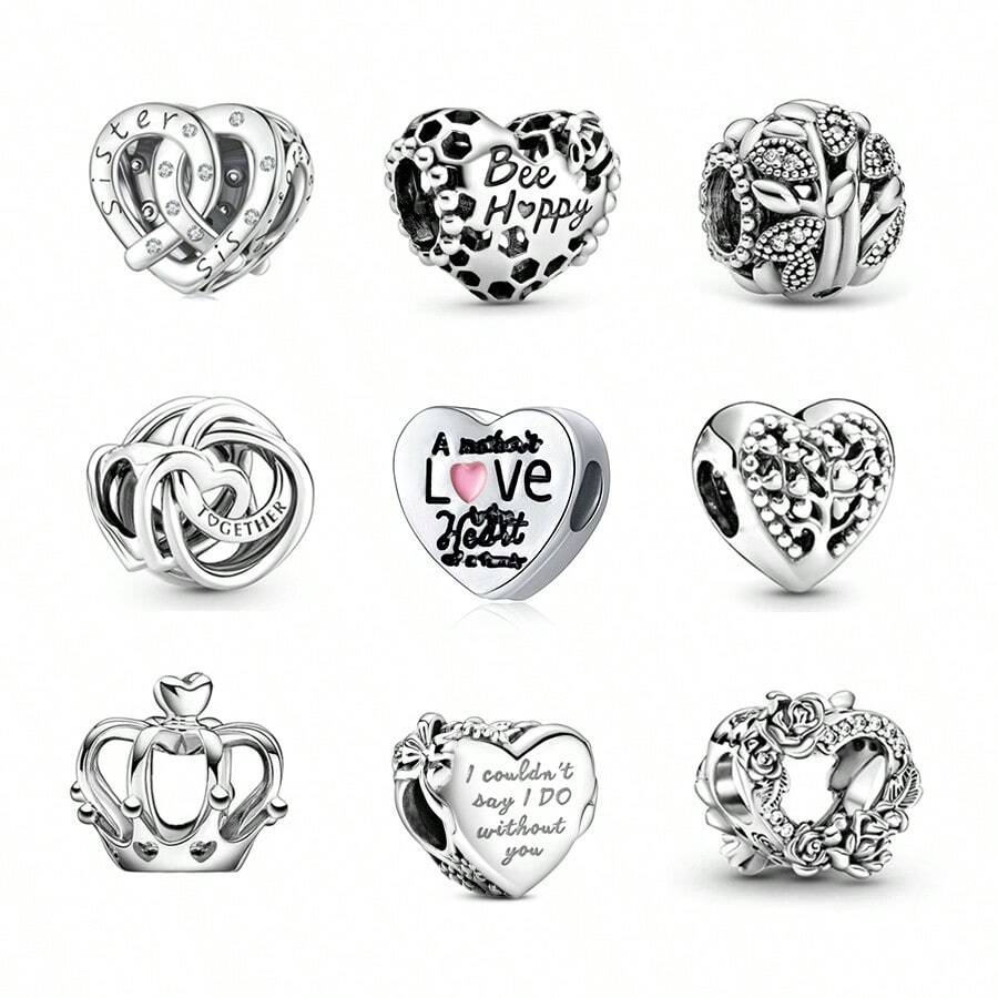 1 件银色爱情系列爱情永恒玫瑰爱情花吊坠配饰原创手链项链手链珠子 DIY 珠宝制作礼物送给女孩