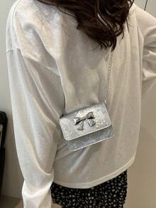 女士时尚迷你斜挎包，蝴蝶结小方包，百搭，2025年新品