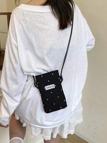 帆布花卉圆点小斜挎包竖款时尚百搭女士钱包钱包钱夹钱包