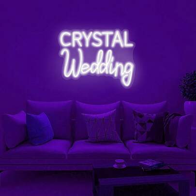 Pure White CRYSTAL Wedding Neon Sign - Red Neon Accent Wedding Decoration Plaque - LED Neon Tubes, Low Power Consumption, High Brightness, Acrylic Material, Shockproof, Easy To Install, Suitable For Wedding Backdrop Wall Decoration, Welcome Area Signage, Wedding Dress Store Display, And Proposal Scene Setup
