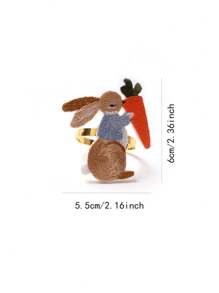 3/6 件刺绣兔子复活节餐巾环套装，适用于复活节餐桌装饰餐巾架 - 彩色 - 查看 5