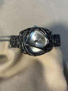 1 件 Y2K 复古蜘蛛网外星人小众高端复古防水男士石英手表 - 黑色 - 查看 12