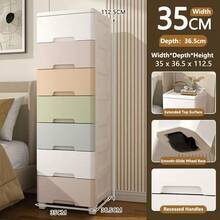 Bedroom/Living Room Minimalist Bedside Drawer Cabinet, Storage Rack With Wheels, Multifunctional File Cabinet, No Pull Handle Design - Multicolor - View 12