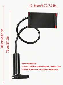 70cm/100cm/120cm 360° Rotating Mobile Phone & Tablet Holder, Spiral Base Slouchy Bracket Phone Holder For Bed And Desk Use Compatible With IPhone, Android Phone, Gift For Birthday, Family, Friends 360 Degree Rotating, Bed Slouchy Stand - Black and White - View 3