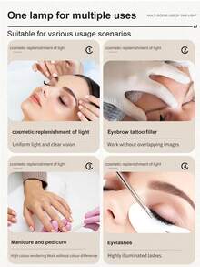 1 Đèn chiếu sáng hình trăng lưỡi liềm 3 màu, nhiệt độ màu 10 mức, công tắc nút bấm di động, đèn LED chiếu điểm chăm sóc mắt cho bàn làm việc tại nhà, tự làm móng và lông mi, trị mụn - Nhiều màu - Xem 10