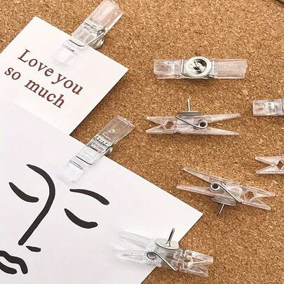 30个/20个/10个图钉塑料图钉夹软木板图钉办公和学校用品活页夹毛毡板装饰固定大头钉夹，适用于办公室和学校使用，不会损坏照片夹。返校用品，毕业派对装饰固定配件夹图片钉，照片墙留言图钉