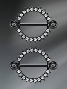 CIZME 1Pair Funky Stainless Steel Heart Nipple Cuff For Women For Daily Decoration, Non Piercing Nipple Rings Fake Nipple Rings Clip On Nipple Fake Piercing Nipple Jewelry Cubic Zirconia Cute Heart Faux Nipple Rings - Nipple Rings - View 8