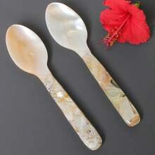 New Natural Spoon Long Handle Vietnamese Pearl Spoon Caviar Sauce Spoon Teaspoons Coffee Spoons 15cm - Yellow - View 8