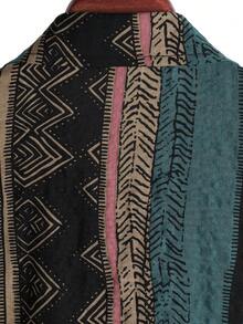 男士纽扣衬衫，复古休闲假日短袖衬衫 - 墨綠色 - 查看 6