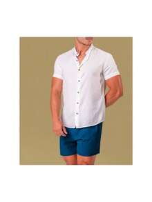 Viscolinho Men's Shirt Short Sleeve - 白色 - 查看 1
