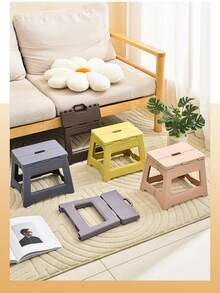 Folding Stool, Foldable Ultra-Light Sturdy Adjustable Plastic Footstool With Non-Slip Texture, Suitable For Home, Kitchen, Bathroom, Bedroom, Portable Outdoor Travel Fishing Chair, Non-Slip Multi-Functional Small Stool, Easy To Store - Multiple Colors Available. - Multicolor - View 4