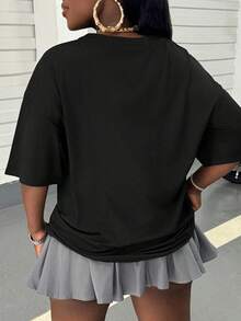 Customized Round Neck Dog & Cat Pet Memorial Gift Men's Casual T-Shirt - Add Your Own Image (Selfie/Photo/Friend Photo/Lover Photo/Girlfriend Photo/Gift/Couple Logo/Girlfriend Custom) And Text, Design Your Personalized Printed T-Shirt As Father's Day And Mother's Day Gift - Black - View 2