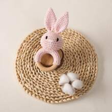 手工针织兔子婴儿摇铃玩具，多色，婴儿安抚和助眠，婴儿注意力训练，易于抓握和发声玩具 - 彩色 - 查看 7