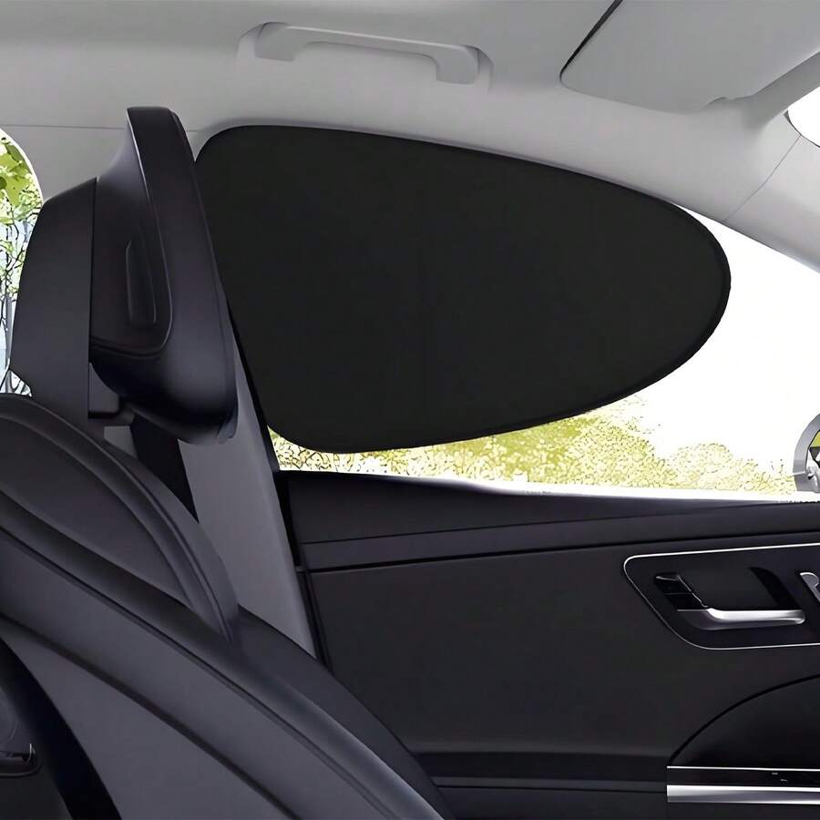 4pcs/Set Car Static Adsorption Sun Shades, Side Window Privacy Sunshade, Heat Insulation Curtain, Car Window Sunshield, PVC Static Film, Double-Sided Black Blackout Cloth - Multicolor - View 1