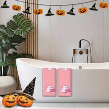 2/4 Pcs Ghost Pattern Printed Dish Towels, Halloween, Super Absorbent Microfiber Modern Towels For Cooking And Baking, Printed Dishcloths, Cleaning Towels, Hand Towels, Tea Towels, Super Soft And Highly Absorbent, Great Gift For Neighbors, Moms, Friends, Birthday, Halloween, Housewarming, Kitchen Decor, Household Essentials