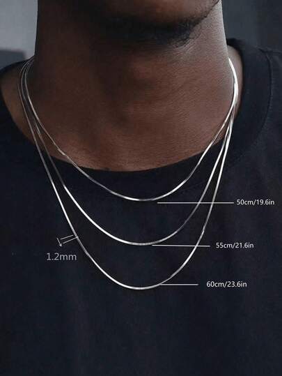 1pc Simple Silver Square Snake Bone Chain Necklace, Unisex Fashion Chain Necklace, DIY Necklace, Titanium Steel Material, Stylish Delicate Chain Necklace