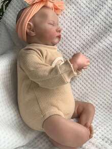 Realistic Cloth Body 48cm 19inch Soft Vinyl Reborn Baby Sleeping Doll With 3D-Painting Skin And Visible Veins Cute Dress Up Toy Birthday Gift For 3+ Girl (Some Parts Random) - Marrón - Ver 4