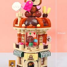 Miniso 1pc Chocolate Dream Factory Building Blocks, Detailed Brick Components, Realistic Chocolate Factory Scene Reproduction, Adorable Bear Topper, Educational Toy, Elegant Decor - Multicolor - View 7