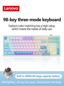 Lenovo GK10 Three-Mode Game Keyboard, 98 Keys, Plug And Play, Real Mechanical Shaft, All-Key Hot Swap, Cool RGB Lighting Effect, Large-Capacity Battery, Suitable For Daily Office Or Playing Games. - Multicolor - View 17