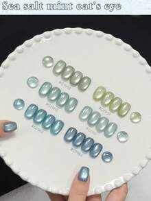 NAI SHI Nail Polish 6PCS/15ML Capacity 2025 New Valentine's Day Gift, Spring, Summer, Autumn, And Winter Sea Salt Mint Translucent Blue-Green Glass Bead Cat-Eye Gel Nail Polish. Vibrant Colors For Summer And Autumn - Multicolor - View 1