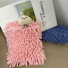 1PC Super Cute Hand Towel | Pink And Blue Dual-Color + Cartoon Character, Strong Water Absorption Without Lint, Hang In The Kitchen/Bathroom, Convenient For Hand Wiping And Also Serves As A Cute Small Decoration, Enhancing The Micro And Tangible Happiness In Life - Pink - View 8