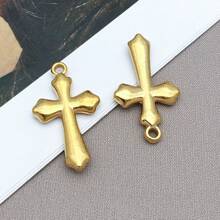 2 件不锈钢金色十字架吊坠，十字架吊坠，适用于 DIY 手链项链耳环链珠宝制作配件 - 金色 - 查看 13