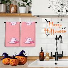 2/4 Pcs Ghost Pattern Printed Dish Towels, Halloween, Super Absorbent Microfiber Modern Towels For Cooking And Baking, Printed Dishcloths, Cleaning Towels, Hand Towels, Tea Towels, Super Soft And Highly Absorbent, Great Gift For Neighbors, Moms, Friends, Birthday, Halloween, Housewarming, Kitchen Decor, Household Essentials