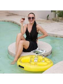 Portable Inflatable PVC Water Ice Bar, Party Floating Drink Holder, Porous Coaster Tray For Summer Pool Supplies - Grey - View 13