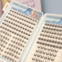 240簇4款自然自粘假睫毛 - 混合长度CC卷翘睫毛，包含向日葵、三部曲和山茶花风格猫眼假睫毛，外观凌乱，无需胶水