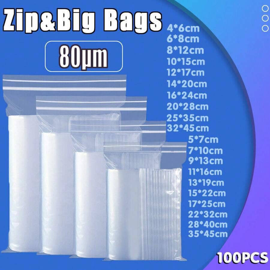 Aimall 100-1000 Clear Plastic Resealable Zipper Bags - Mil Thick Strong And Durable Polyethylene Bags With A Resealable Zipper Top Lock And Write-On White Block For Storage, Packaging And Shipping - transparent - Visa 1