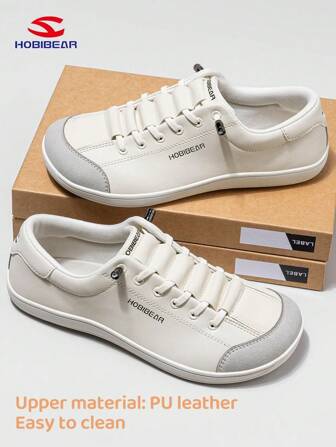 HOBIBEAR 宽头赤足鞋单脚蹬男女简约透气舒适越野跑鞋PU皮革表面