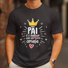 Camiseta Personalizada 100% Algodão com Frase Divertida para Pais - Preto - Visão 1