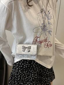 女士时尚迷你斜挎包，蝴蝶结小方包，百搭，2025年新品