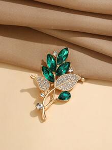 1pc Floral Rhinestone Decor Minimalist Zinc Alloy Brooch - A - View 13
