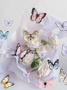 36pcs/Box Watercolor Butterfly Decoration 3D Realistic And Durable Butterfly Wall Decoration Suitable As Decoration Props For Spring Easter Families Weddings And Parties Room Decor Home Decor Wall Stickers Stickers Living Room Decor