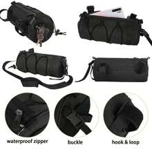 2.5L Large Capacity Bicycle Handlebar Bag, Waterproof Bike Accessories, Bicycle Frame Front Bag With Zipper And Shoulder Strap