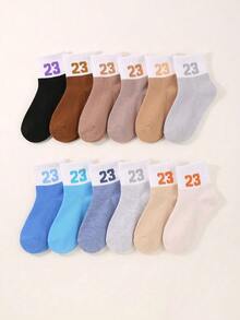 24双随机数字印花休闲短袜，男女童款 - 彩色 - 查看 8