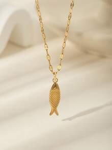 1 件独特设计高端创意项链，18K 镀金不锈钢锦鲤鱼吊坠项链，带 3D 可移动鱼，适合男女，日常佩戴或送礼