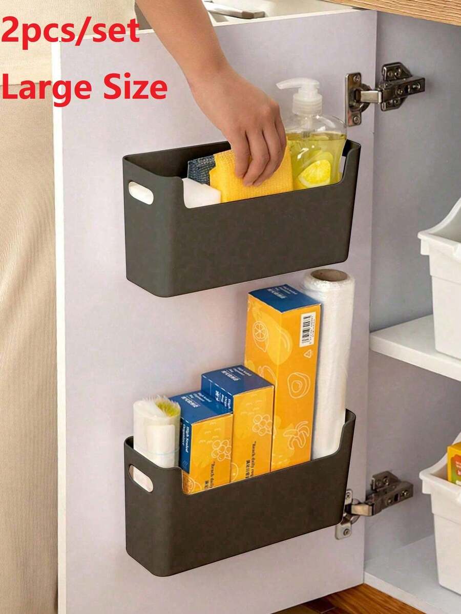 2 buc/set Suport pentru folie alimentară neperforată în interiorul dulapului Rafturi de perete Raft pentru condimente Suport pentru uscare vase Organizator pentru ușă dulap de bucătărie Organizator pentru ușă dulap de bucătărie Cutie de depozitare multifuncțională de birou Organizator de perete fără perforare Organizator de lenjerie de corp Raft de depozitare pentru acasă